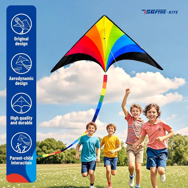 SGftre طائرة ورقية كاملة مع مقبض، خيط وإكسسوارات، سهلة الطيران للأطفال والبالغين، مثالية للشاطئ، الحديقة، والأنشطة الخارجية العائلية - Image 2